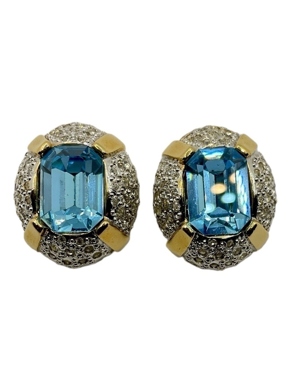 Vogue Bijoux Gold Silver Italian Costume Jewelry Blue Gemstone Cubic Zirconia